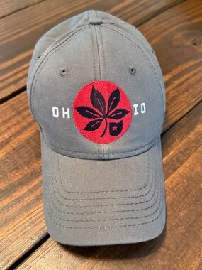 Ohio Embroidered Grey Baseball Cap with Red Logo